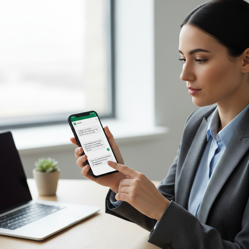 Impulsione Seu Negócio com Disparadores de WhatsApp e IA Atendente profissional analisando mensagem com resposta automática gerada por IA no WhatsApp